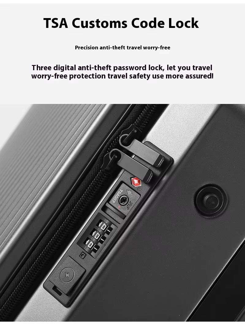 Multifunction Front Open Suitcase for 20 Inch Boarding Luggage Cosmetic Bag  With USB Charging and Cup Holder