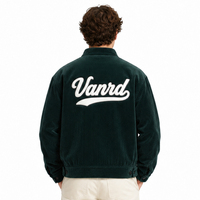Veste en velours côtelé pour homme de haute qualité, coupe ample, épaisse, avec broderie de lettres sur le devant, en velours et cuir, à manches longues et boutonnée