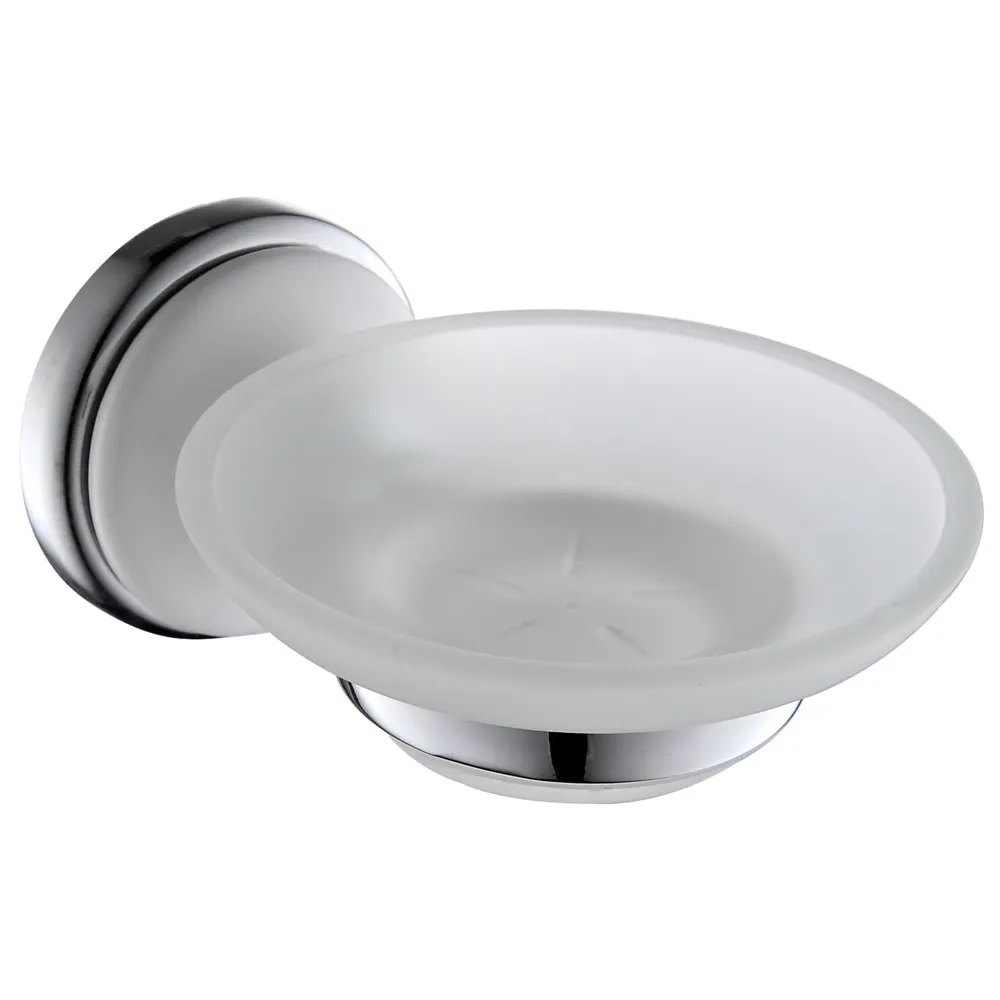 新しいデザインの石鹸皿バスルームアクセサリー亜鉛合金クローム石鹸ホルダーセラミックソープディッシュ