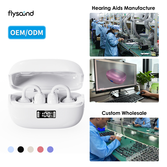 OEM Wholesale 32 Channels Open Ear Clip Hearing Aid with Smartphone App Control Smart AI Noise Reduction Sound Device