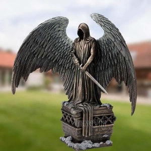 Sculptures d'ange en laiton métallique, cm, avec de grandes ailes, statue en bronze - Product Image 4