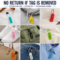 Étiquettes personnalisées en plastique avec fermeture à glissière pour vêtements, chaussures, sacs, étiquettes de sécurité, étiquettes de marque