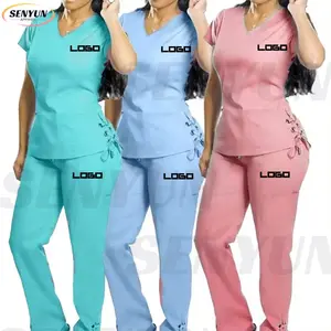 2024 fırçalayın Suits streç nefes kadın setleri Jogger hemşirelik scsuits üniforma tıbbi Spandex hastane scsuits üniforma setleri