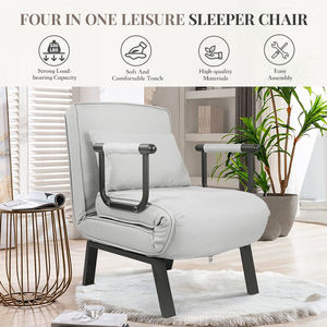 Silla Cama Plegable Moderna, Tapizada en Tela de Lino, con Esponja de Alta Densidad, Patas Metálicas Resistentes y Ecológicas - Product Image 2