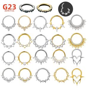 Vente en gros de bijoux de piercing corporel pour femmes, <span class=keywords><strong>anneau</strong></span> de nez à clic en acier chirurgical ASTM F136 G23, pavé de CZ blanc, cartilage de l'<span class=keywords><strong>oreille</strong></span>, tragus, hélix, <span class=keywords><strong>lobe</strong></span> - Product Image 1
