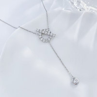 Collier Pendentif Diamant de Laboratoire HPHT Rond en Or Blanc 18K avec Pompon Bulle, Bijoux Fins, Colliers Délicats pour Femme