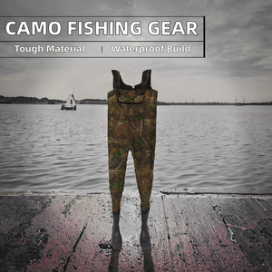 4.5mm Cunsom PVC <span class=keywords><strong>cuissardes</strong></span> de pêche <span class=keywords><strong>grandes</strong></span> poches coupe-vent imperméable Camo néoprène bretelles pour la chasse <span class=keywords><strong>grandes</strong></span> <span class=keywords><strong>tailles</strong></span> disponibles - Product Image 2
