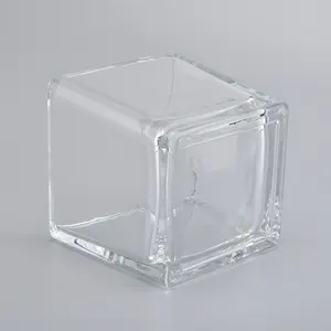 Tarros de cristal de cubo, vela cuadrada transparente, 120ml, 280ml, 580ml, venta al por mayor