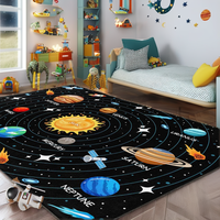 Tapis pour enfants sur le thème de l'espace solaire, 5x7 pieds, résistant aux taches, lavable en machine, tapis de jeu pour chambre à coucher, salon, crèche, salle de classe