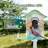 Mangeoire à oiseaux solaire intelligente avec reconnaissance des espèces d'oiseaux par IA, caméra, télécommande, enregistrement vidéo 1080P, compatible WIFI