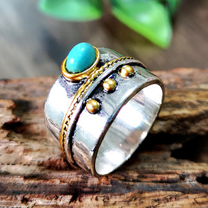 Anello Vintage Bicolore, Anello di Tendenza, Accessorio per Dito in Stile Classico, Design Retrò - Product Image 6