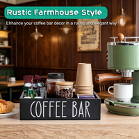 Organisateur de station à café, organiseur d'accessoires de comptoir en bois avec séparateurs amovibles pour condiments, sirops, tasses à thé, agitateurs
