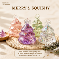 Adorable jouet anti-stress en forme de sapin de Noël en TPR transparent avec paillettes et sequins, pour adultes et adolescents, cadeau de bureau pour les fêtes