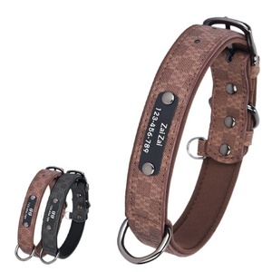 Retro luxe gepersonaliseerde anti-verloren lederen hondenhalsband met letterplaatje voor grote, middelgrote en kleine honden - Product Image 5