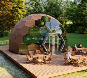 Rumah Prefabrikasi 6m 8m 12m 18m Rumah Kubah Kayu Kaca Geodesik Terhubung untuk Penginapan Glamping, Restoran, dan Hunian Hotel - Product Image 6