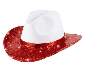 Sombrero de Vaquero Unisex de Fieltro con Diamantes Brillantes, Sombrero de Vaquera Rosa Brillante con Pedrería para Hombres y Mujeres, para Deportes, Fiestas al Aire Libre, Disfraces - Product Image 1