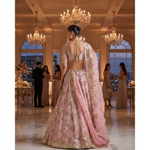 Robe de soirée Heera Creation Designer multi-brins, magnifique tenue de fête, Lehenga Choli rose 2XL 1500g - Product Image 3