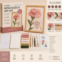 Kit de Peinture Murale DIY Kinusaiga avec Tissu, Kit d'Artisanat Sans Couture pour Amateurs de Bricolage, Coffret Cadeau pour la Décoration Murale, Tous les Matériaux Inclus
