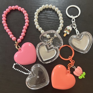 กล่องใส่บลัชออนเปล่ารูปหัวใจสีชมพู ISMAN ขนาดเล็ก 2 กรัม พร้อมกระจกและพวง<span class=keywords><strong>กุญแจ</strong></span>มุก กล่องใส่ลิปสติก - Product Image 1