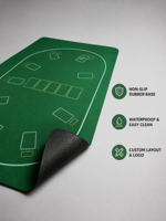 Tapis de poker Texas Hold'em en feutre personnalisé avec logo, livraison rapide, vente en gros, accessoire de jeu de casino, directement de l'usine