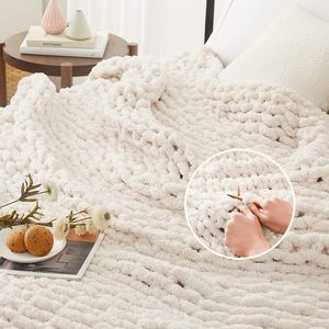 Nhà Sản Xuất Bán Buôn Dày Chunky Cáp Đan Dây Lớn Knot Crochet Chăn Mềm Chenille Sợi Ném Chăn Trên Đi văng Hoặc Sofa - Product Image 5