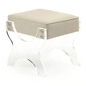 High quality modern luxury rectangle lisure stool acrylic make up stool for dressing table