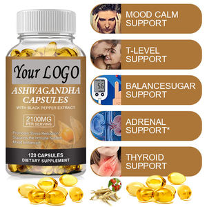 Label pribadi 120 buah akar Ashwagandha dan ekstrak lada hitam kapsul penambah suasana hati suplemen makanan - Product Image 3