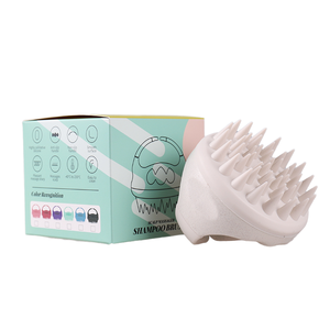 Logo personalizzato da donna in Silicone per cuoio capelluto Shampoo per capelli in plastica compatta spazzola per capelli massaggiatore per la crescita dei capelli testina esfoliante - Product Image 4