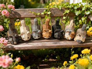Statuette di Gatti in Legno, Scultura di Gattini Incisa, Arte in Legno Fatta a Mano, Decorazione Ecologica per Casa e Ufficio - Product Image 6
