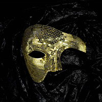 Masque de fête brillant effet boule disco demi-visage I1298 pour déguisement de mascarade