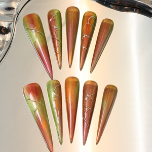 Uñas postizas acrílicas hechas a mano al por mayor, suministro a granel, cuadradas, de cobertura completa, con diseño de diamantes de imitación en forma de gota de agua. - Product Image 2