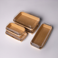 Boîte à sushi à emporter en carton kraft avec logo imprimé, couvercle transparent en PET, boîte à sushi jetable pour fêtes, traiteur, vente en gros, en stock