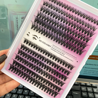 Effet 3D fait à la main segmenté auto-application bricolage Extension de cils ruban de grappe prédécoupé cheveux synthétiques 0.07mm ventilateur cils