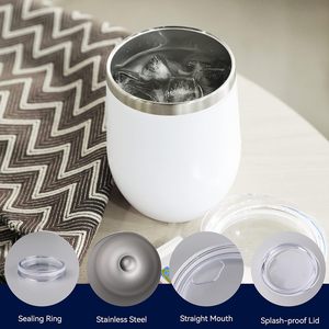 SilverJet Stainless Steel Wine Tumbler 12oz Insulated With Lid Travel <b>Coffee</b> Cup For Home Office Gym Gift - Product Image 2