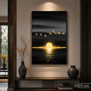 Vidrio Templado Abstracto de Lujo Personalizado con Atardecer y Pájaros en Vuelo, Arte Moderno para Decoración de Sala de Estar, Servicio OEM ODM de Vietnam - Product Image 6