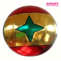 Boule de Noël gonflable géante suspendue de 2 m, motif diamant rouge et or, avec souffleur d'air, décoration de Noël pour plafond de centre commercial