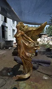 Gran oferta de fábrica, estatua de Ángel de mujer de tamaño real de fundición de alta calidad personalizada, estatua antigua de bronce