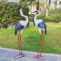 Grande statue d'héron/grue en métal Art Déco, faite à la main, ornement de jardin extérieur pour cour, patio, véranda et jardin arrière