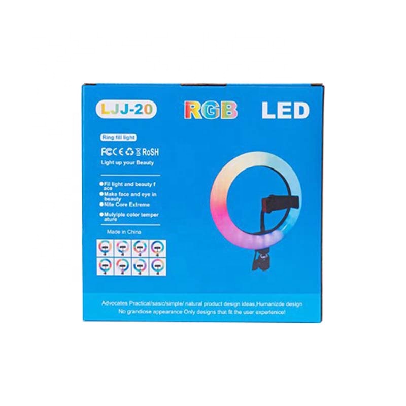 LJJ-20 8インチ調光式LEDセルフィーリングライト 360度回転式