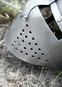 Casque de Chevalier Templier, environ 1200 AD, fabriqué à la main, en acier de 1,6 mm avec doublure en cuir, style médiéval, armure historique décorative - Product Image 3