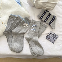 Chaussettes mi-mollet en coton fin absorbant la transpiration pour femme, printemps-automne, avec accessoires nœud simple, style Lolita, pour petites chaussures en cuir, style universitaire