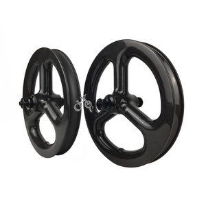 Paire De Roues Carbone 700C 3 Rayons Pour Vélo Piste Ou Route, Freins à Disque