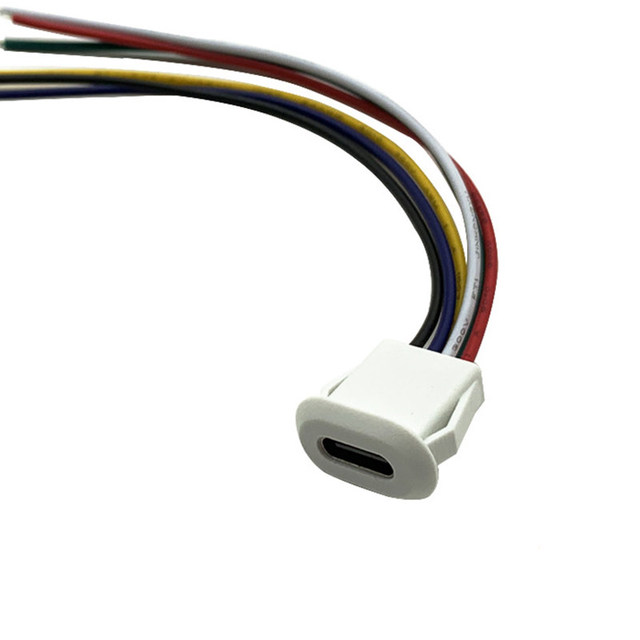 Jinbeili USB-20C-F-06F12L-6P 6-Way Snap-in Panel Mount USB Type C Female Power Connector Cable