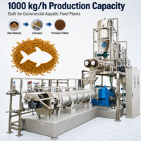 Nouvelle machine extrudeuse d'aliments pour poissons flottants et coulants en acier inoxydable 1TPH avec contrôle PLC pour la production d'aliments aquatiques