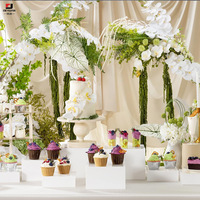 Présentoirs Cubes Personnalisés en Acrylique Blanc, 5 Faces, Réhausseurs de Buffet pour Traiteur, Mariages et Présentation Alimentaire