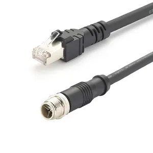 M12 X Kabel Flex Tinggi Ethernet Industri Cognex Ke RJ45