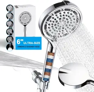 High Pressure 6-Mode Handheld Shower Head, 6-Inch Rainfall Handheld Shower Head with Built-in Power Wash to Clean Bathoorm