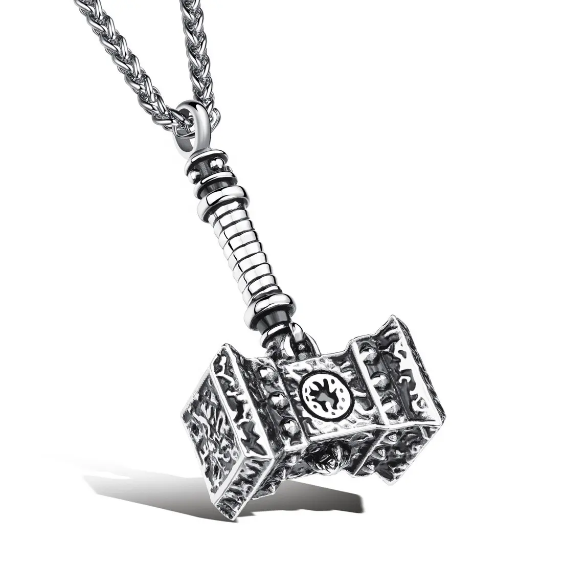 Vente en gros acier inoxydable 316L coulage nordique Viking Thor marteau bijoux pour hommes à la mode collier pendentif à breloque prêt à expédier