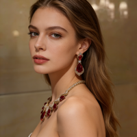 Ensemble collier et boucles d'oreilles XM S211 en cuivre plaqué platine avec fleurs en cristal pour femmes, bijoux haut de gamme pour mariage et fiançailles