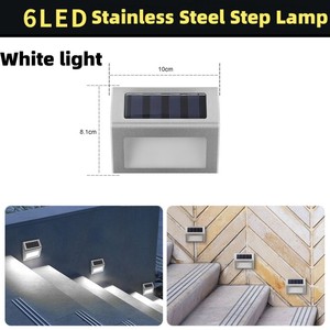 Lampe solaire en acier inoxydable à 6 LED pour escalier, applique murale extérieure étanche, lampe de clôture, petite veilleuse - Product Image 5